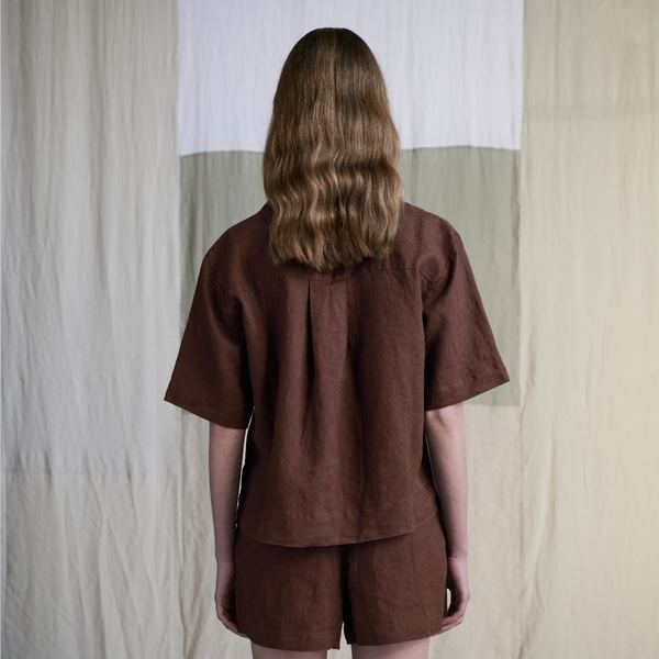 100% Linen Sleepwear Set in Cocoa - Womens