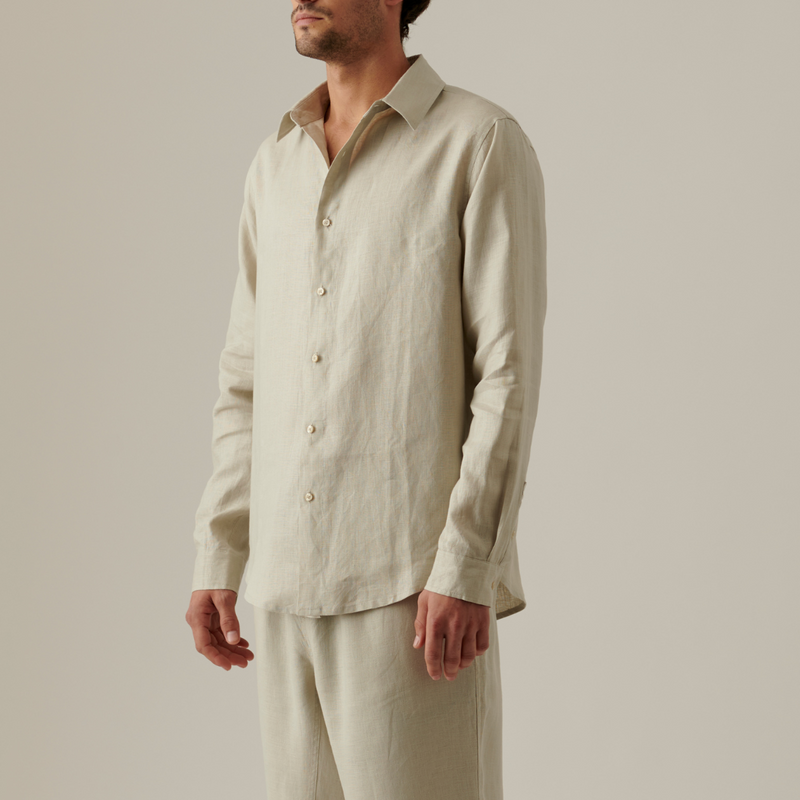 100% Linen Shirt in Dove Grey - Mens