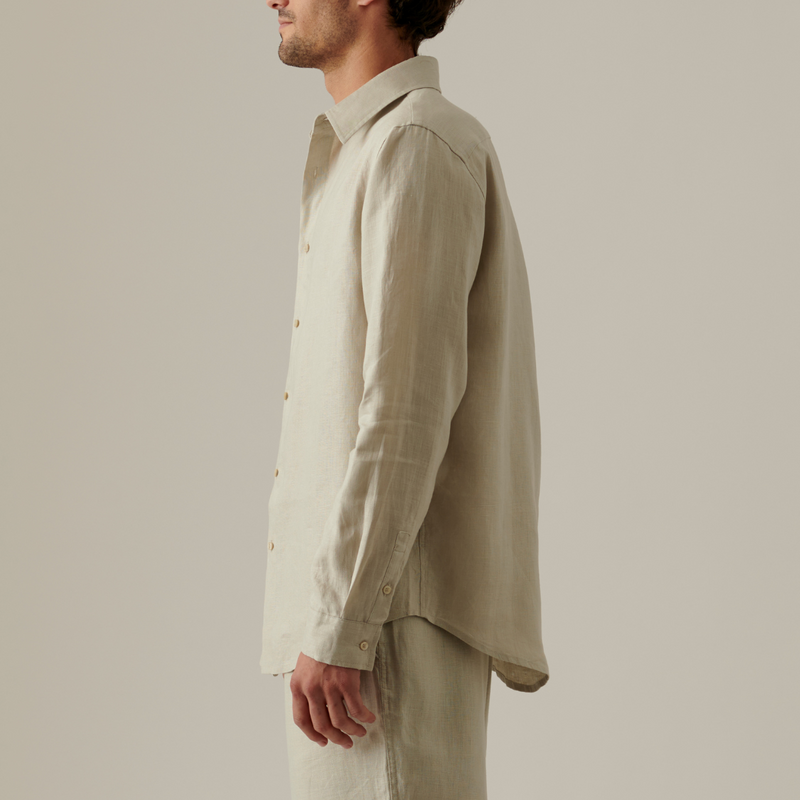 100% Linen Shirt in Dove Grey - Mens