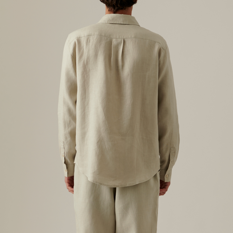 100% Linen Shirt in Dove Grey - Mens