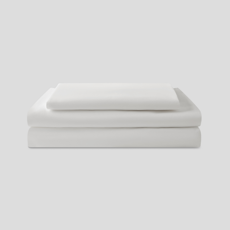 Organic Cotton Percale 300TC Sheet Set Pure White