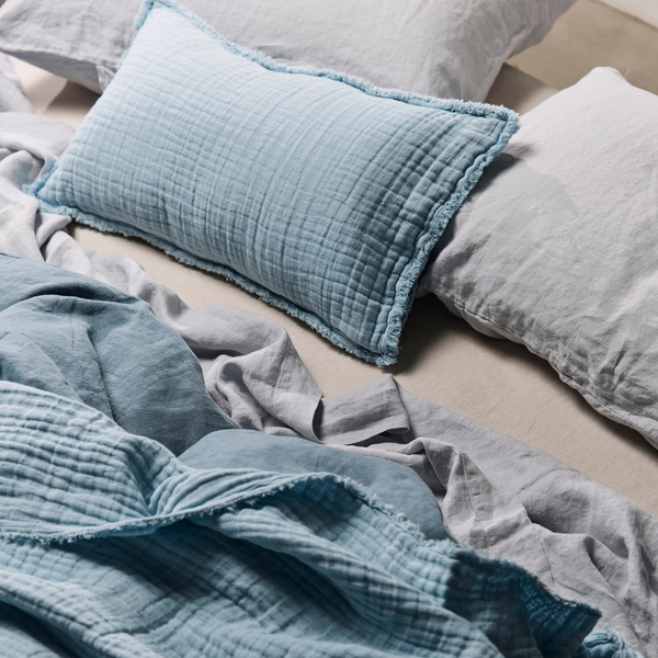 Cotton & Hemp Cushion in Dusk Blue - Rectangle