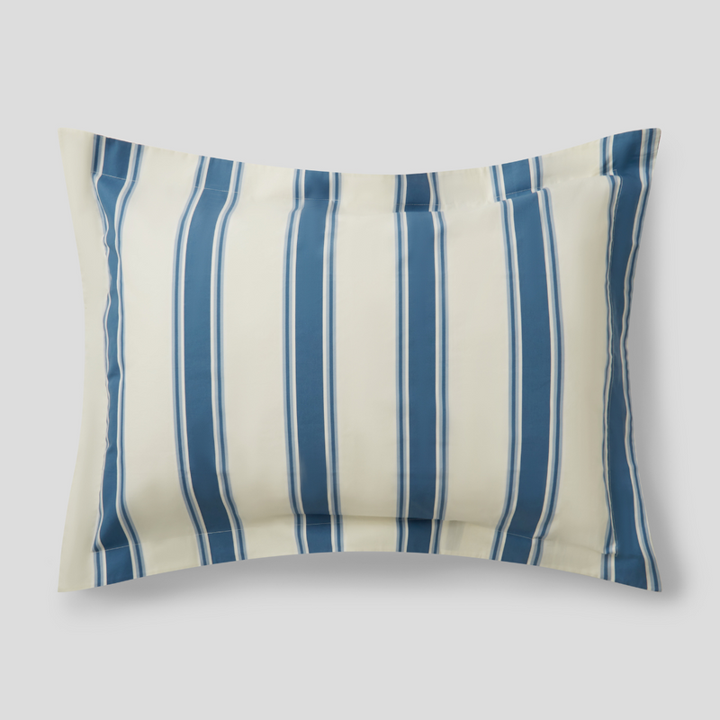 Organic Cotton 300TC Percale Sham Pillowslip set (of two) in Blue Stripe