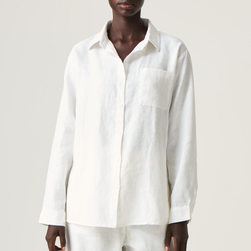 100% Linen Shirt in White