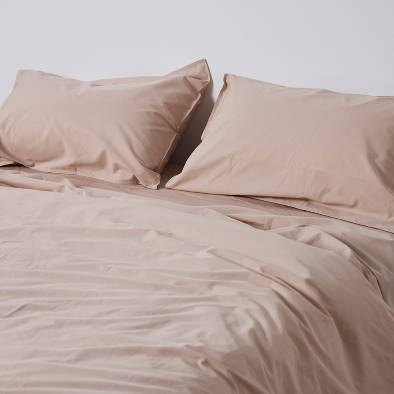 Organic Cotton Percale Pillowslip set (of two) in Almond
