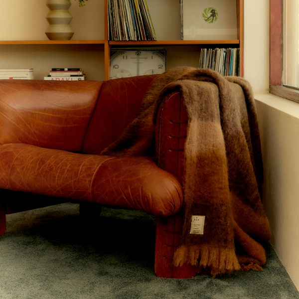 Alpaca Throw Rug in Undyed Stripe