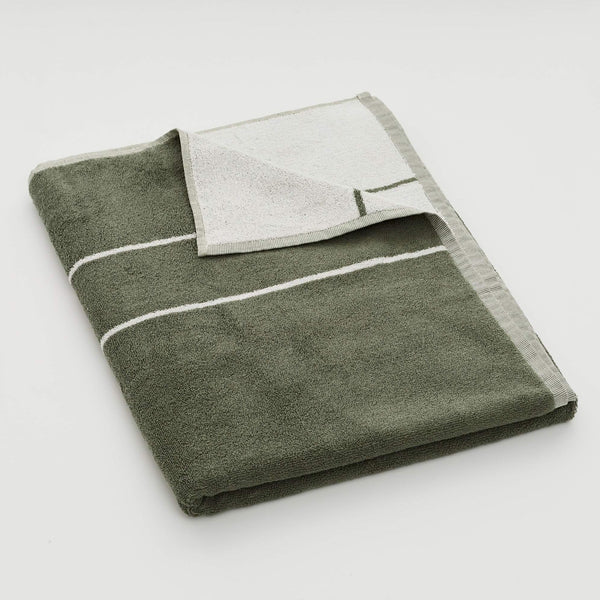 100% Organic Cotton Bath Towels in Khaki Stripe