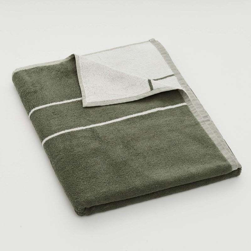 100% Organic Cotton Bath Towel in Khaki Stripe