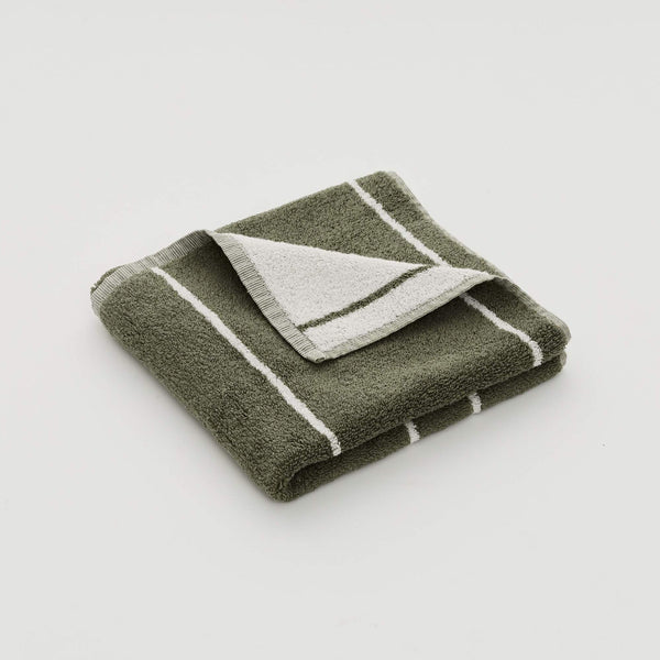 100% Organic Cotton Hand Towel in Khaki Stripe