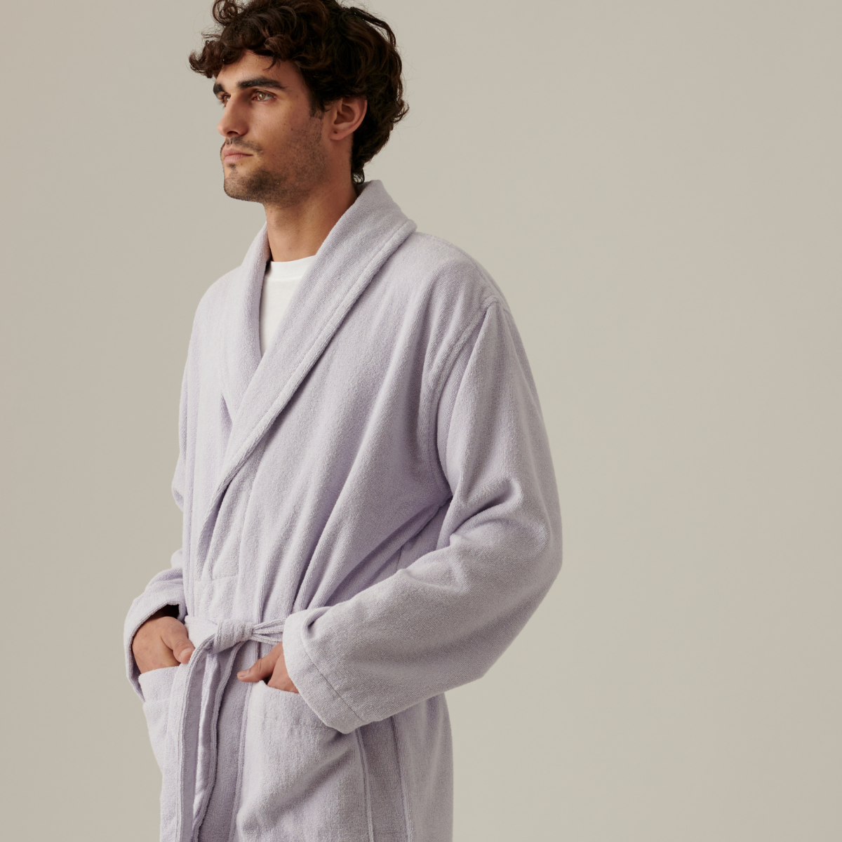 Organic Cotton Terry Bathrobe in Lilac IN BED Store