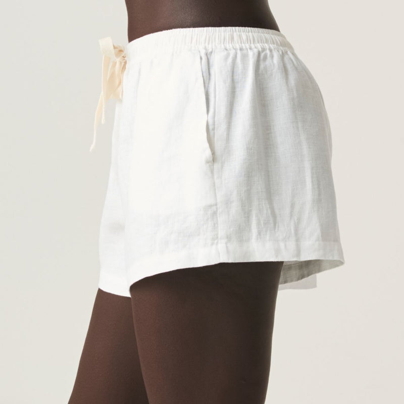100% Linen Shorts in White