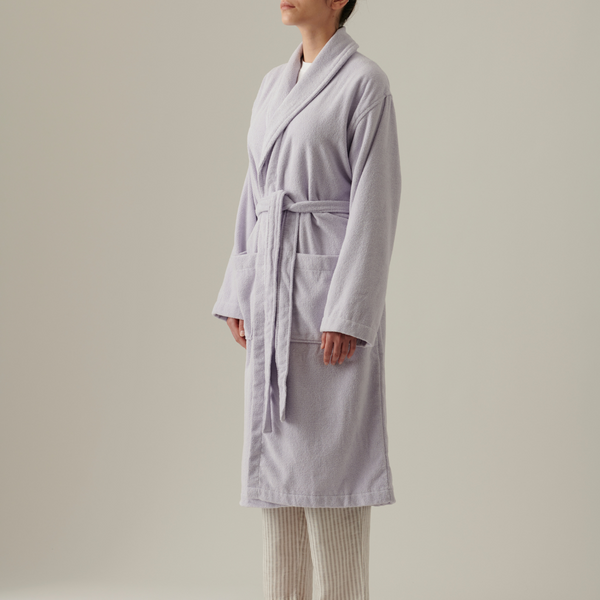 Organic Cotton Terry Bathrobe in Lilac