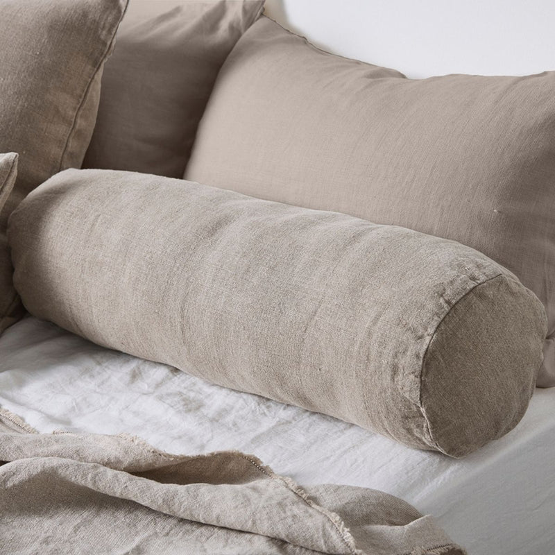 Heavy Linen Bolster Cushion Cover In Natural IN BED Store heavy-linen-bolster-cushion-cover-in-natural-in-bed-store
