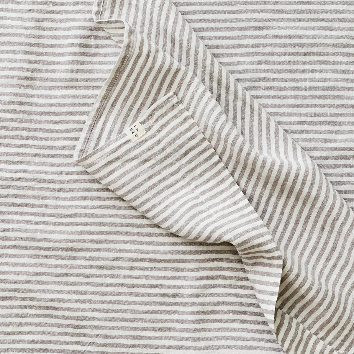 100% Linen Flat Sheet in Grey & White Stripe – IN BED Store