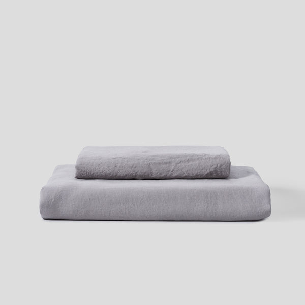 100% Linen Duvet Set in Cool Grey