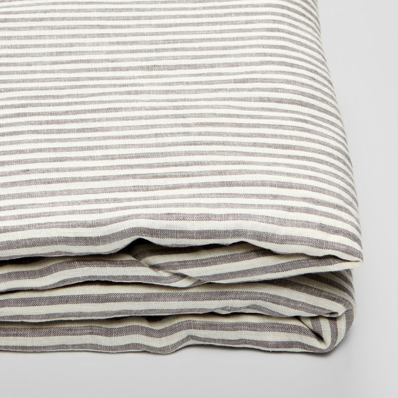 100% Linen Fitted Sheet in Grey & White Stripe – IN BED Store