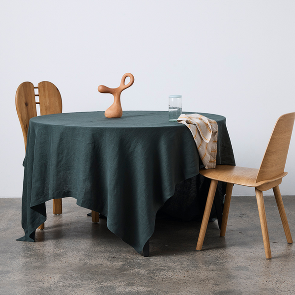 100% Linen Table Cloth In Pine