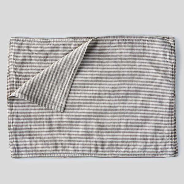 100% Linen Placemat Set in Grey & White Stripe