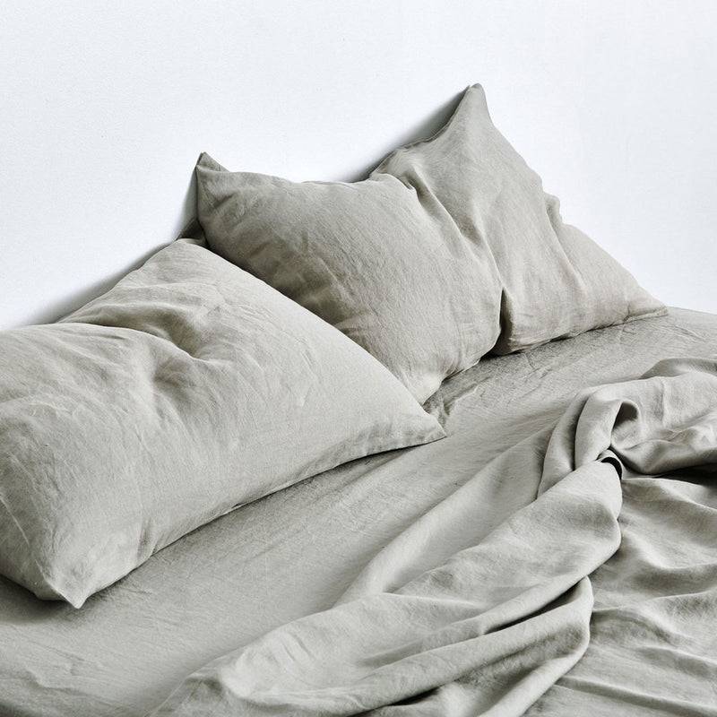 100% Linen Flat Sheet in Stone – IN BED Store