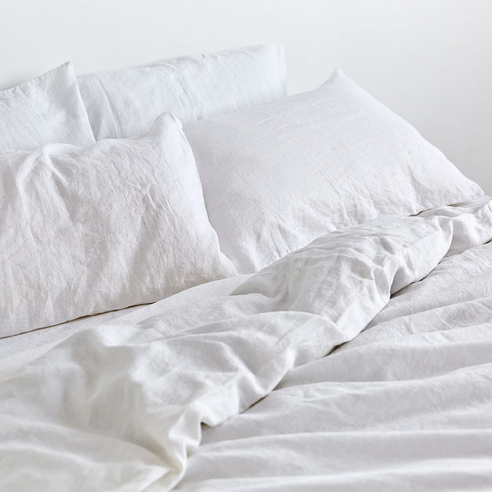 Full on sale 100% Linen Duvet Cover Set, White